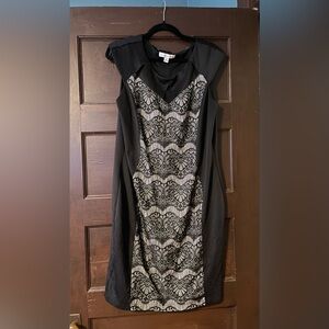 Aa Studio Black and Cream Lace Midi Dress